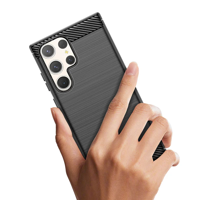 For Samsung Galaxy S23 Ulrta Case For Samsung S23 Ulrta Cover Funda Soft Silicone Carbon Fiber Bumper Samsung Galaxy S23 Ulrta