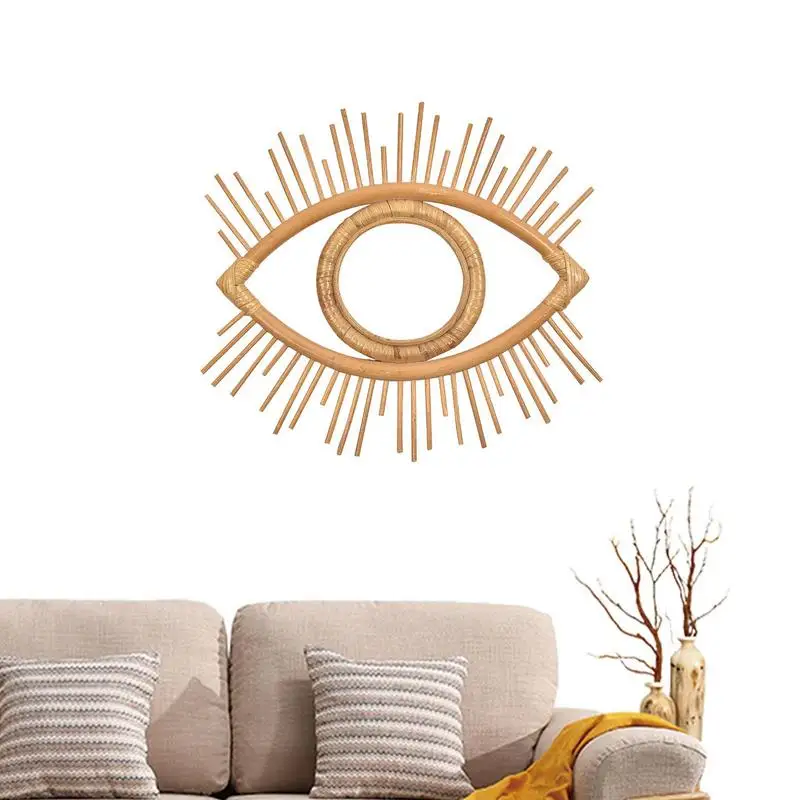 

Rattan Crafts Eye Mirror Holder Frame Creative Wallmounted Decoration Salon Wall Art For Bathroom Washroom Espejo Mimbre