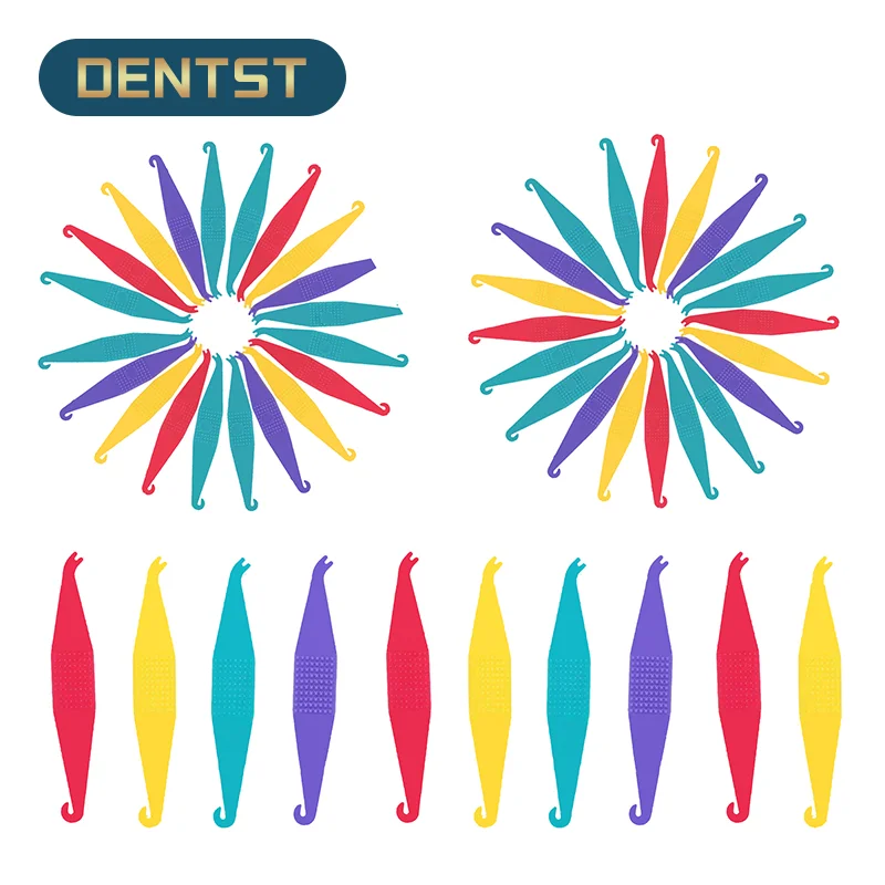 

50pcs Disposable Dental Orthodontic Elastic Placer for Braces Bands Orthodontic Rubber Ligature Ties Ring Retractor Tooth