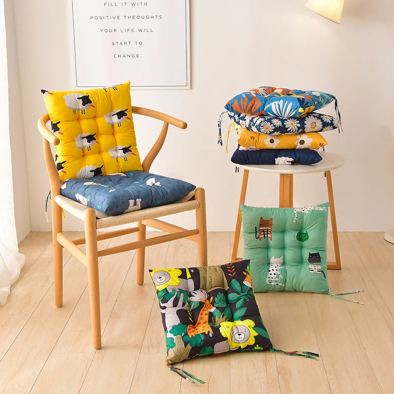 

Square 40cm Cartoon Printed Cushion Floor Mat Dining Home School Seat Cushion Office Chair Cushion Bay Window Decor Futon Pillow