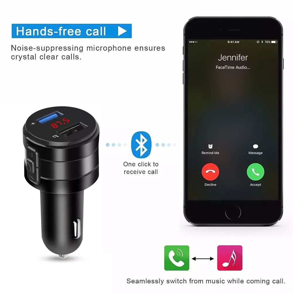 

FM-трансмиттер автомобильный с поддержкой Bluetooth 3,0 и 2 USB-портами
