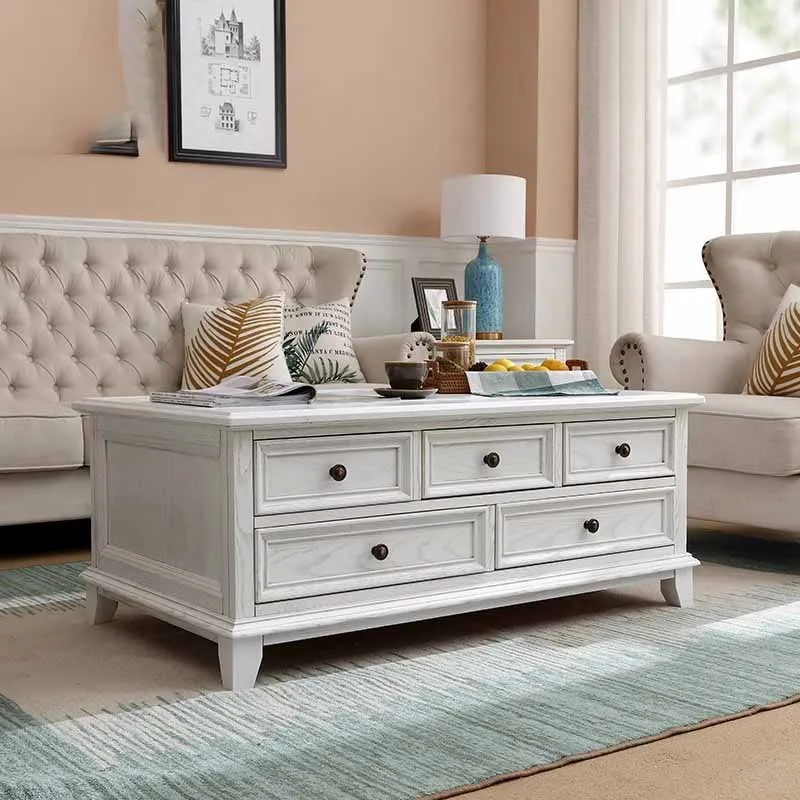 Уникальный прямоугольный журнальный столик ящики для хранения напольный