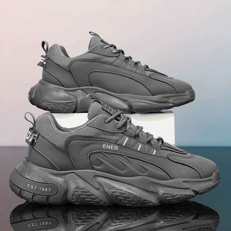 

Однотонная искусственная модная универсальная обувь на шнуровке для мужчин, нескользящая износостойкая мужская повседневная обувь высокого качества, мужская обувь