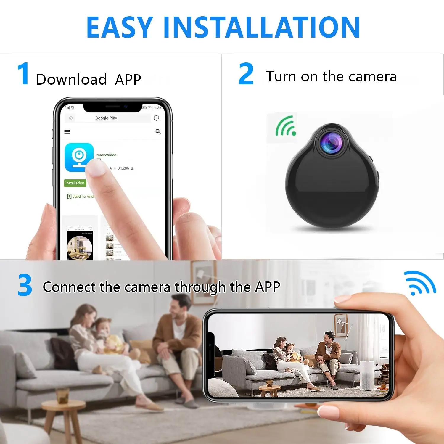 Мини-камера наблюдения с Wi-Fi Espion Невидимая камера безопасности видеорегистратор