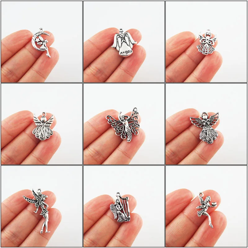 

Fashion New Tiny Angel Wings Charms Tibetan Silver Plated Pendants For Gifts Jewelry