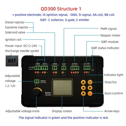 Тестер автомобильной катушки зажигания QD300 IGBT Шаговый двигатель холостого хода, Инжектор электромагнитного клапана, ШИМ-привод, детектор неисправностей