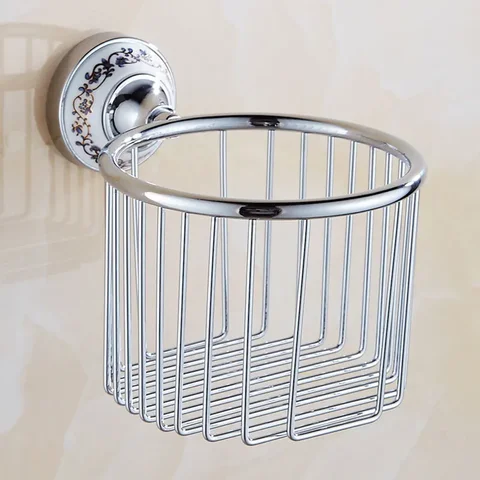 Европейский антикварный синий и белый фарфор, серебряный хрустальный держатель для бумаги, бумажная сетка, сетка для мыла, стойка для фена, оборудование для ванной комнаты