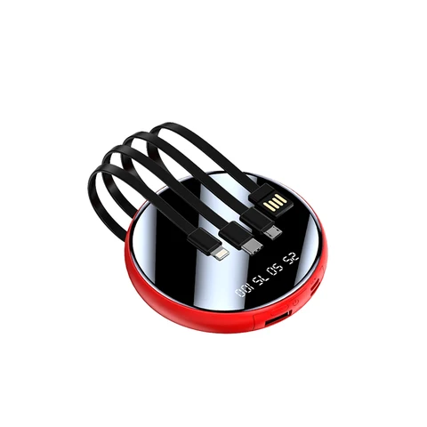 Креативный мини-блок питания с кабелем, 20000 мАч, большой емкости, маленький круглый портативный мобильный блок питания для HUAWEI, iPhone