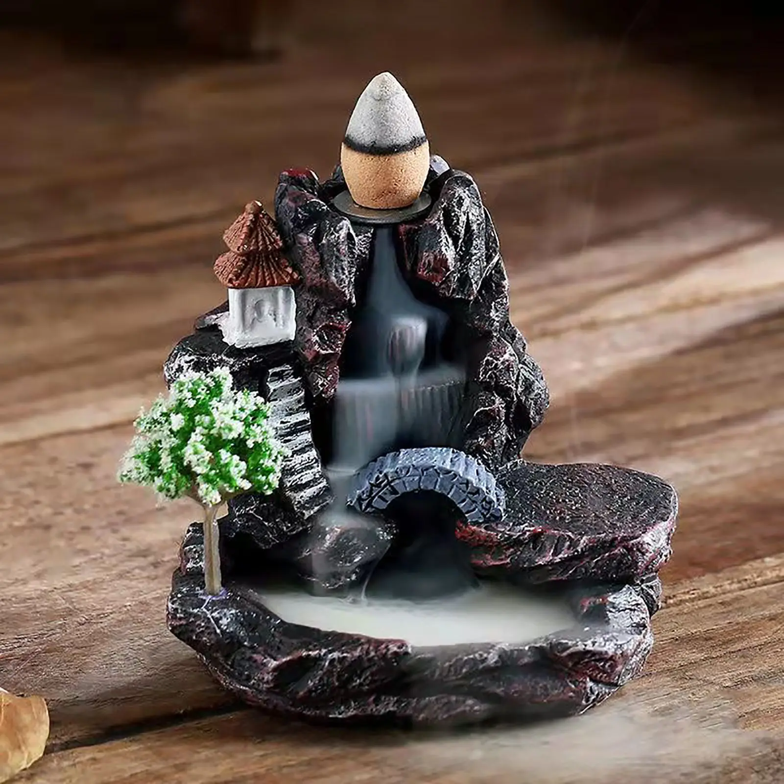 Waterfall Incense Burner Ceramic Backflow Incense Holder Fountain Backflow Incense Cones For Home Office Decor Housewarming Gift