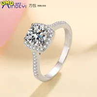 Real Lab Moissanite Eternity Ring Wedding Band for Women Vvs Brilliant Diamond Halo Engagement Rings Sterling Silver Jewelry
