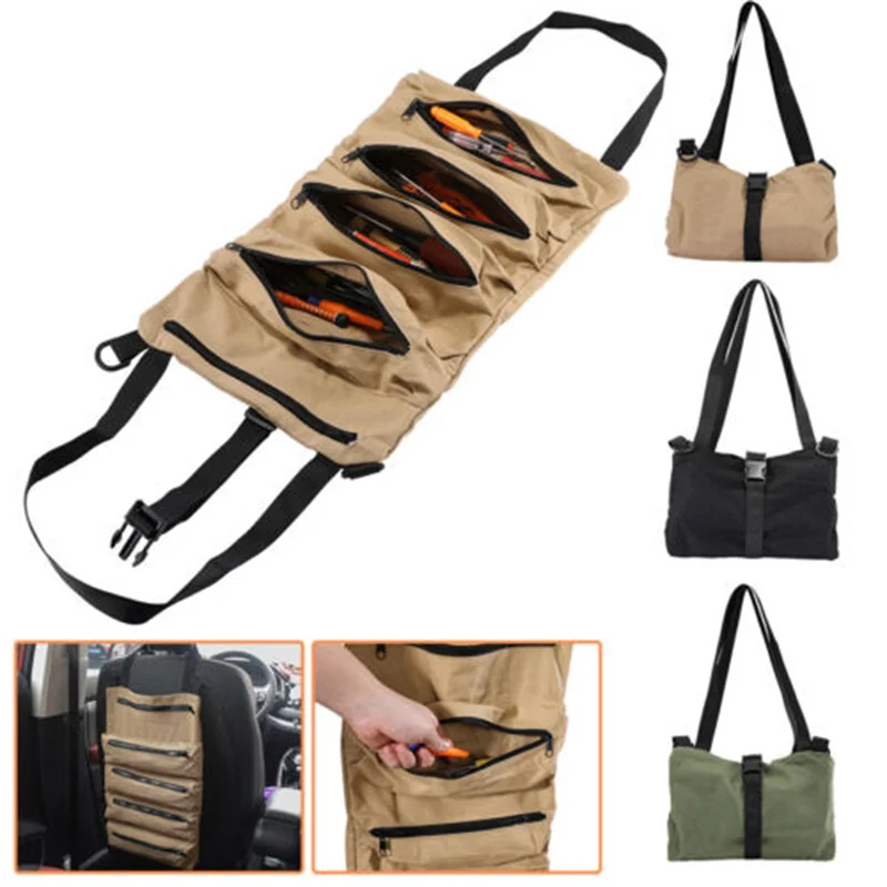 

5 Zipper Roll Up Tool Bag Pouch Wrench Screwdriver Pliers Roll Bag Case Canvas Roll Tool Kit Bag Organizer Tools Storage Bags