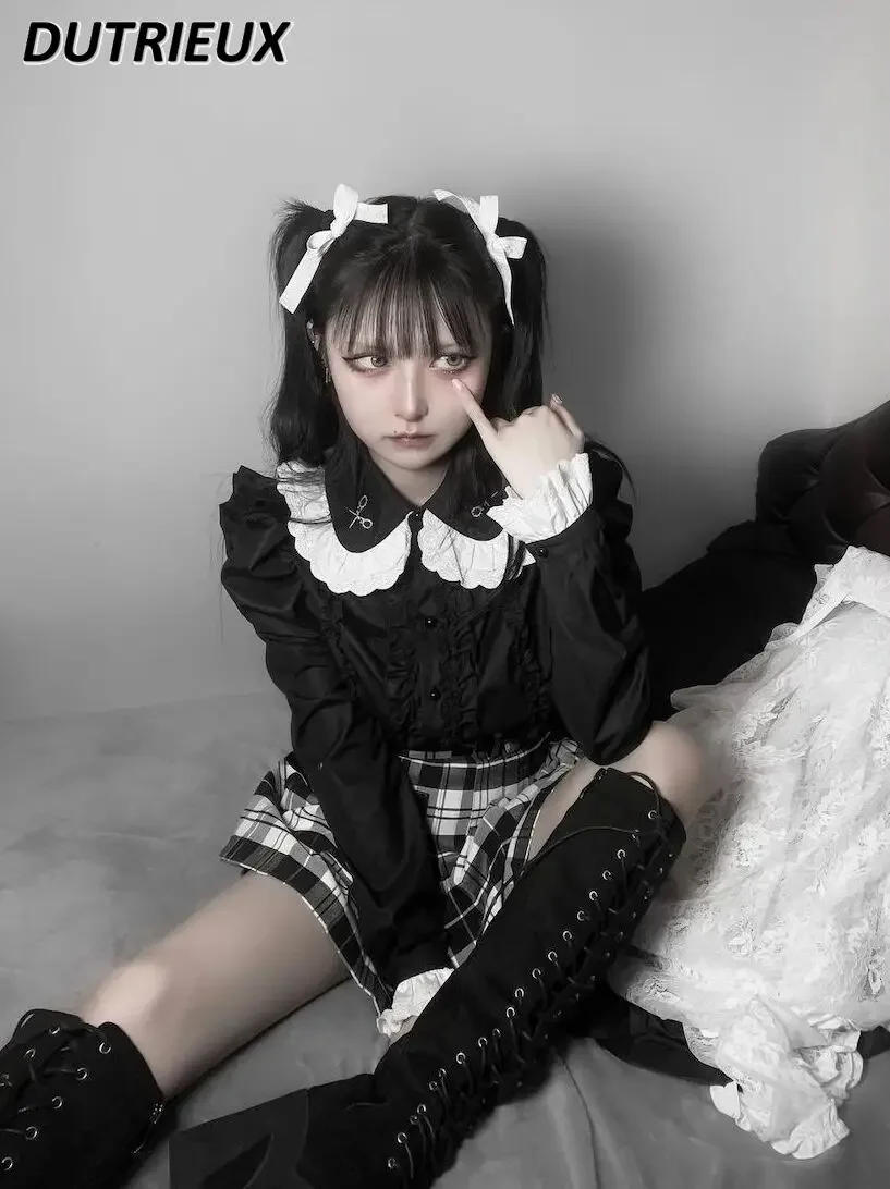 Женская мини-юбка с завышенной талией черная плиссированная юбка в японском