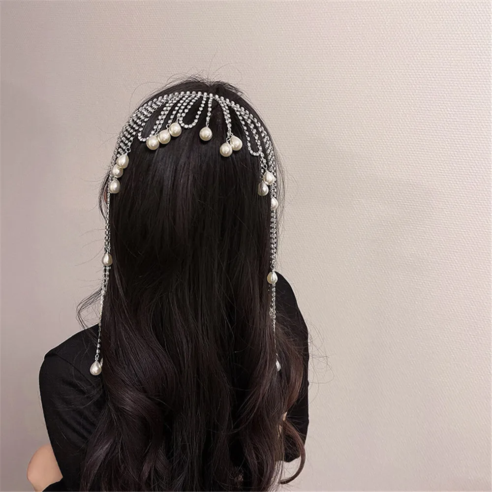 

Simulated Pearl Tassel Headband Hairpins For Women 2022 Y2K New Hairpin Bridal Hair Accessories Pressed Hair Headdress Jewelry