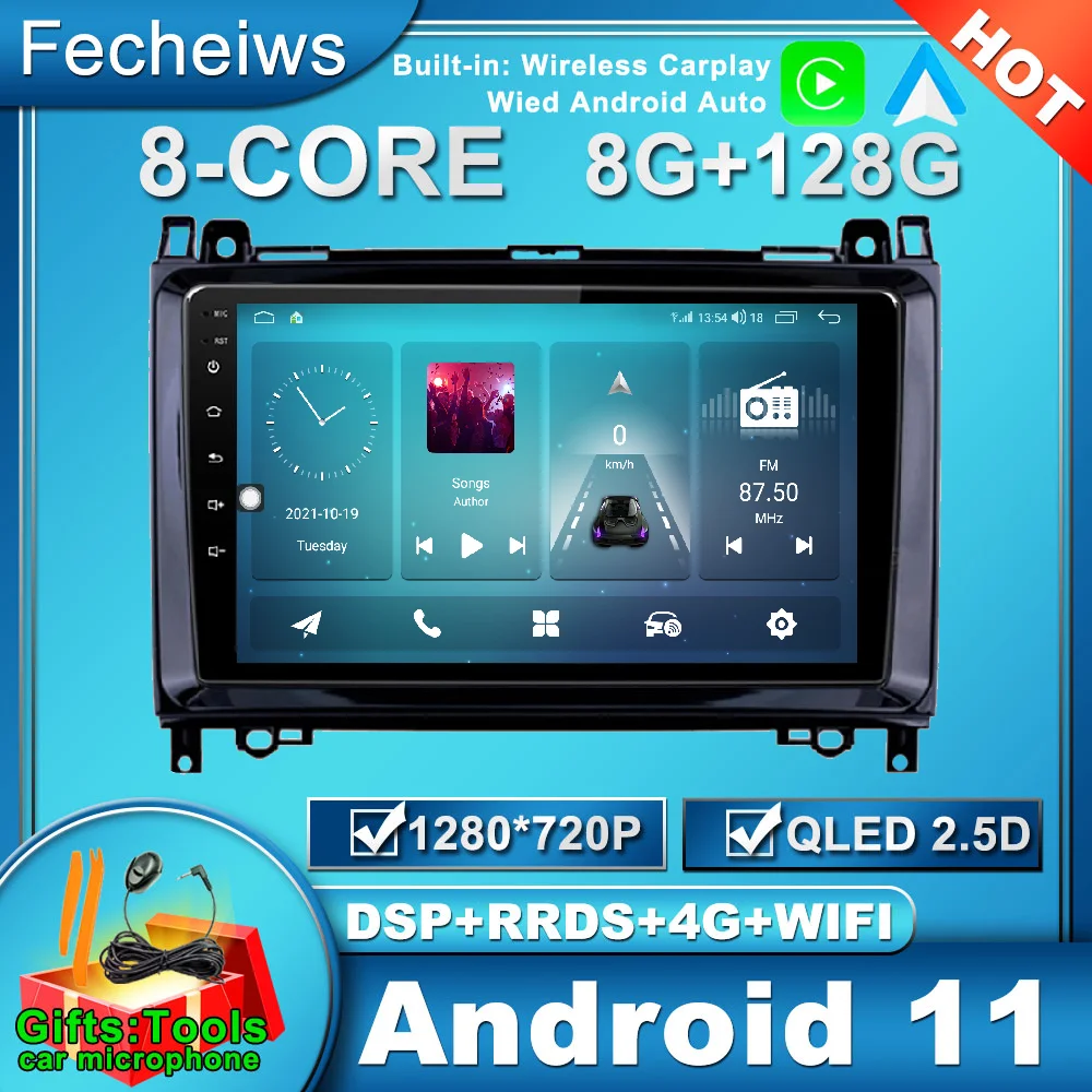 9inch For Mercedes Benz B200 W169 W245 W639 Viano Vito Sprinter W906 Android 11 Car Radio Stereo Multimedia Player GPS Head unit - купить по