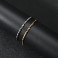 3mm 7 8 stainless steel fried dough twist chain bracelet european and american hiphop hip hop jewelry vacuum plating