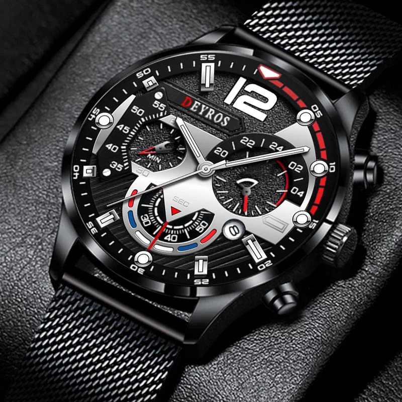 

Fashion Mens Watches Luxury Men Stainless Steel Mesh Belt Quartz Wristwatch Man Business Casual Leather Watch relogio masculino