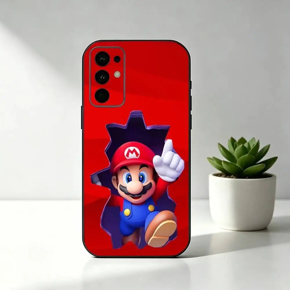 Фото Чехол для телефона Samsung S25, S24, S21, S22, S23, S30, Ultra, S20, Plus, FE с дизайном Super Mario, мягкий силиконовый, черный №2