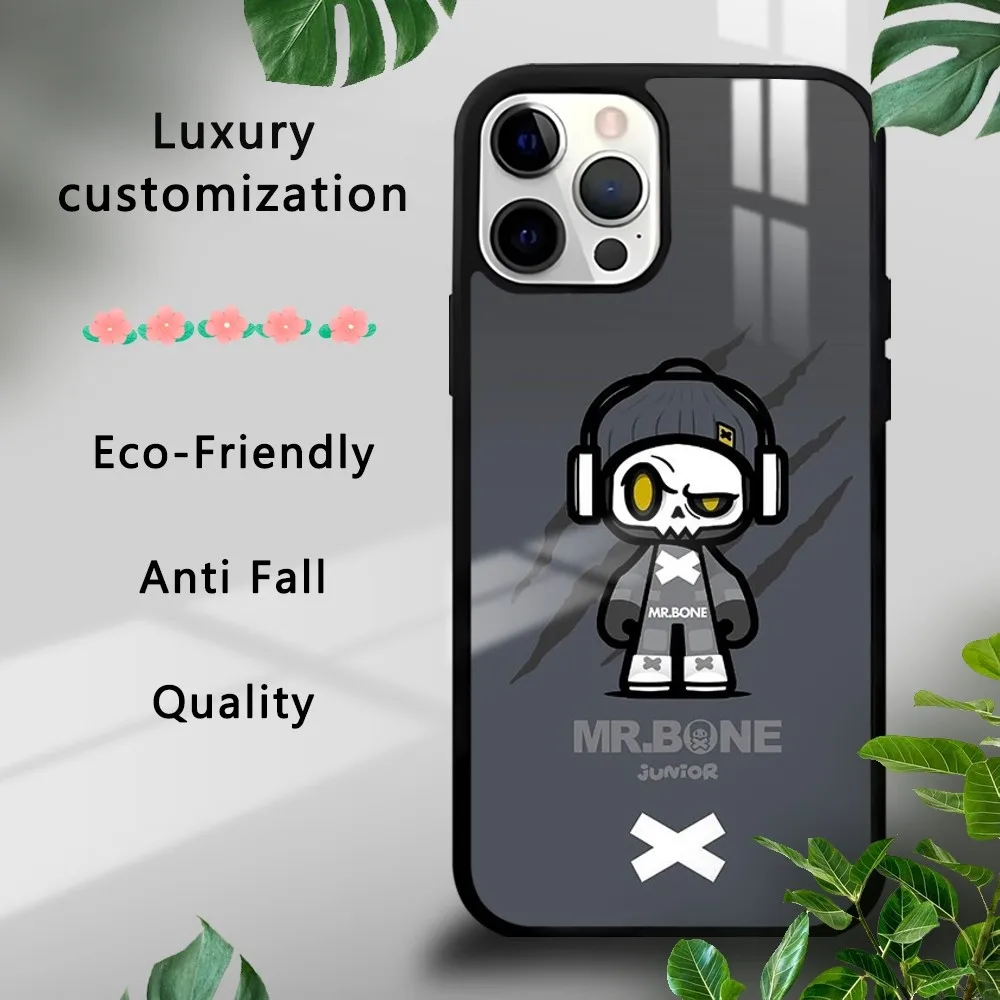Мультяшный чехол Mr.Bone для телефона iPhone 16 15 14 13 12 11 Pro Xs Max Mini Plus Celulares Hard Funda