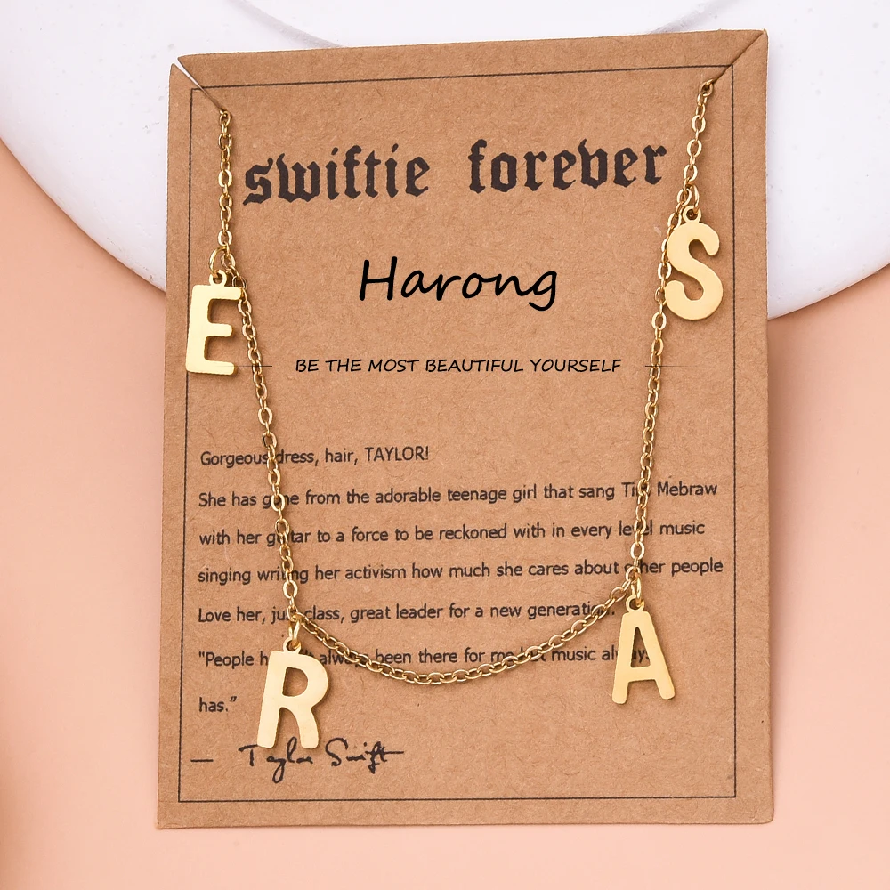 

Harong Taylor the Swift "Eras" The Eras Tour Concert Necklace Stainless Steel TS Music Album Jewelry Gifts for Women Girls Fans