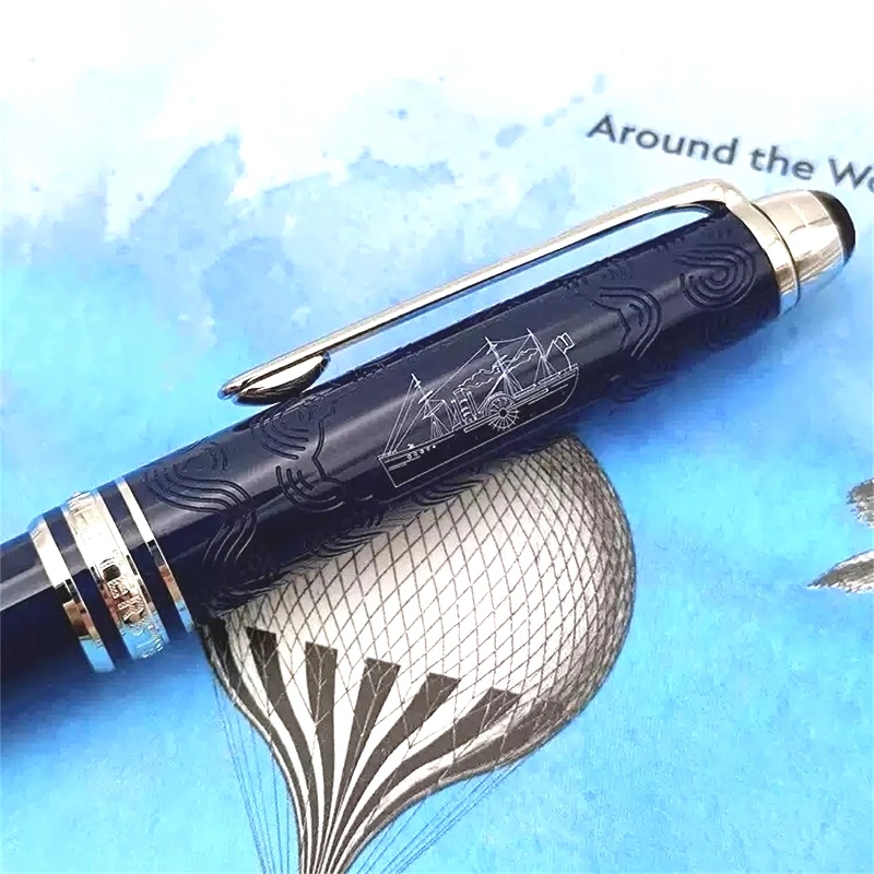 MB Special Edition Around the World in 80 Days 163 Rollerball Pen Monte Blue Ballpoint Pen Office School Writing Fountain Pens