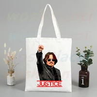 justice for johnny depp simple women package elegant canvas bag handbags shoulder bags casual shopping girls handbag