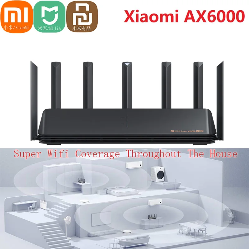 NEW Xiaomi mijia AX6000 AIoT Router 6000Mbs WiFi6 VPN 512MB Qualcomm CPU Mesh Repeater External Signal Network Amplifier Mi Home
