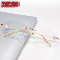 rimless spectacles female light weight stones eye glasses frames women optical eyeglasses for prescription lenses