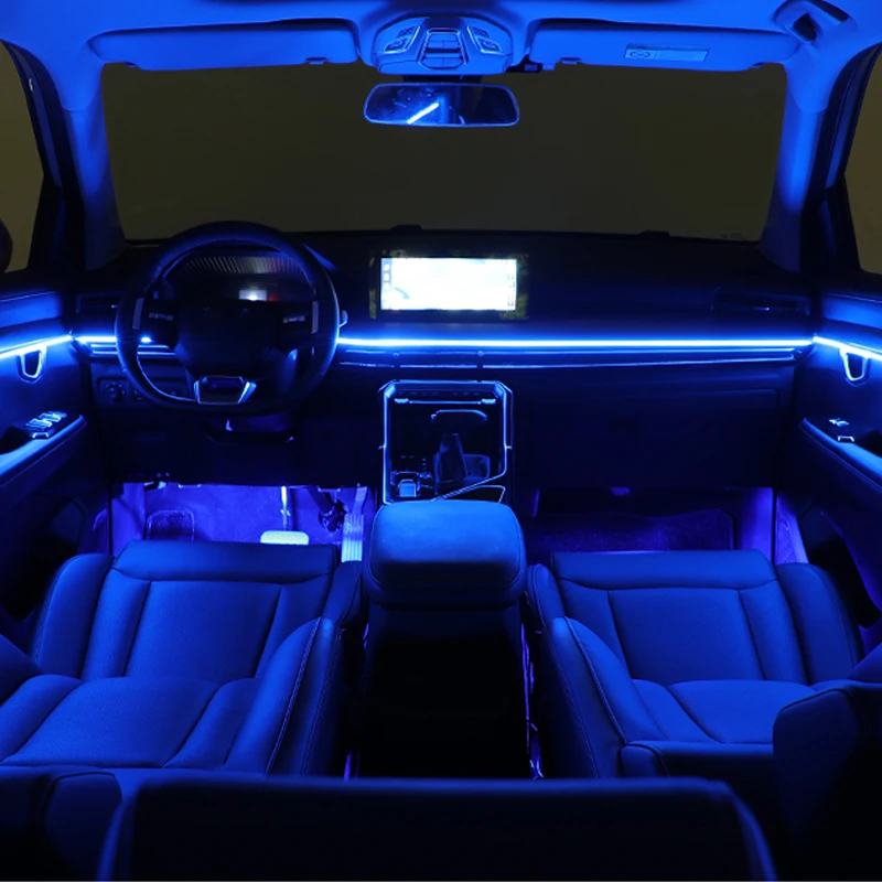 18 In 1 Full Color Streamer Car Ambient Lights RGB 64 Color Universal LED Interior Hidden Acrylic Strip Symphony Atmosphere Lamp