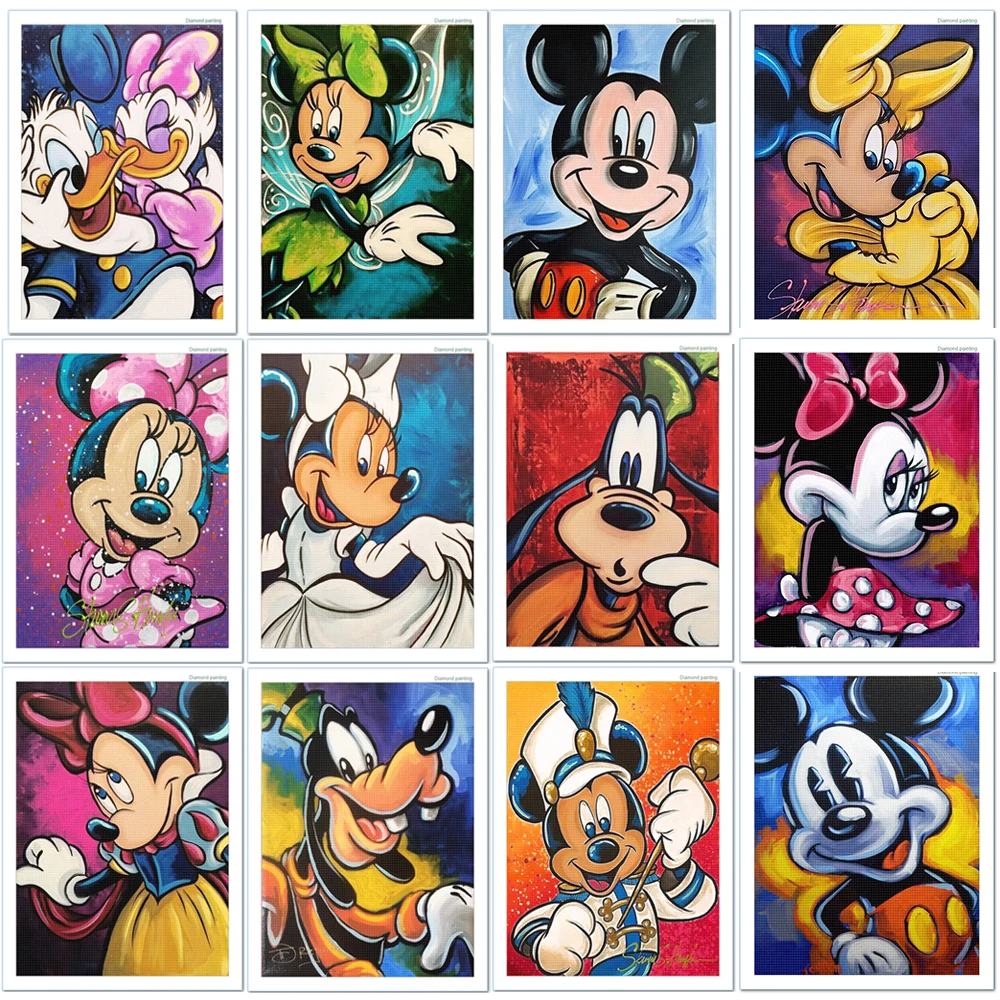 

Embroidery Round/Square Diamond Painting Disney DIY Bow Minnie Handsome Mickey 5D Mosaic Rhinestone Cross Stitch Kit Home Decor