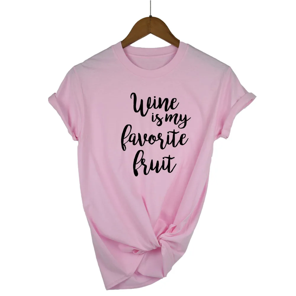 Женская хлопковая Футболка вина-это мой любимый фрукт Повседневная забавная