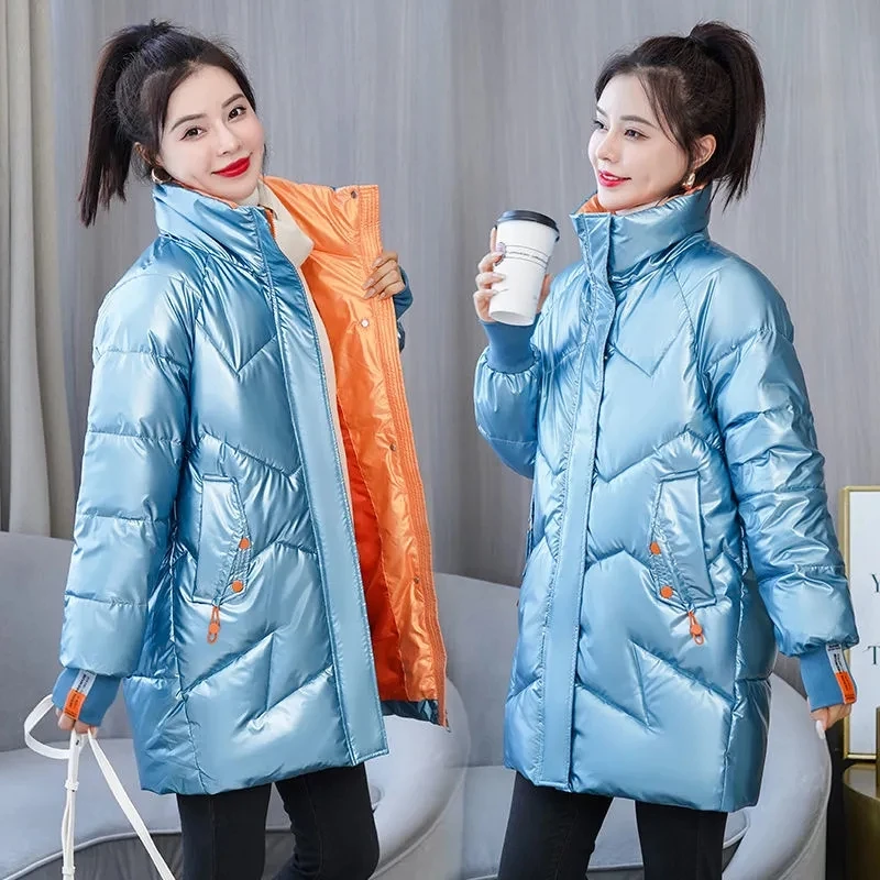 

Fashion Long Winter Jackets 2021 New Thicken Warm Down Jacket Parka Women Glossy Down Cotton Coat Jacket Female Winter Warm Coat