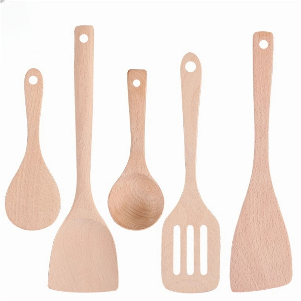 Бытовая деревянная лопатка с антипригарным покрытием неокрашенная термостойкая