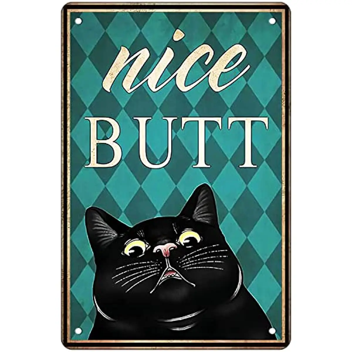 Black Cat Decoration Home Bathroom Wall Decoration Black Cat Gift for Cat Lovers Funny Black Cat Poster Retro Metal Tin Logo