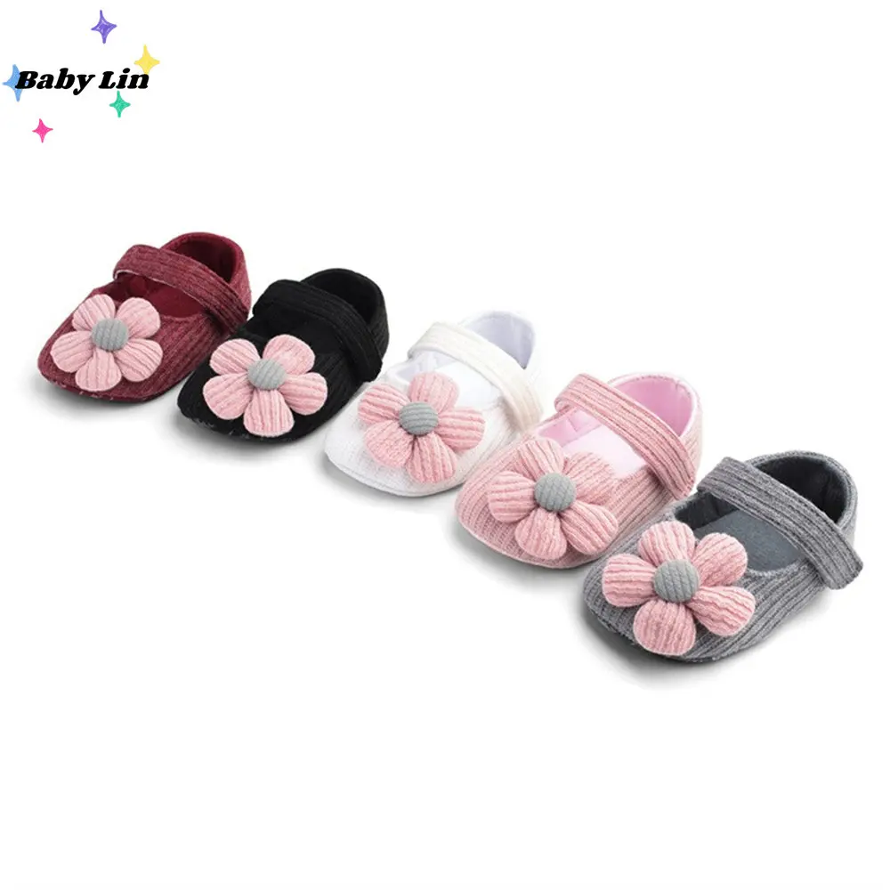 

Baby First Walkers Shoes 0-18M Newborn Baby Girls Boys Crib Shoes Cotton Flowers Hook Soft Cork Baby Shoes 10 Colors 2023 New