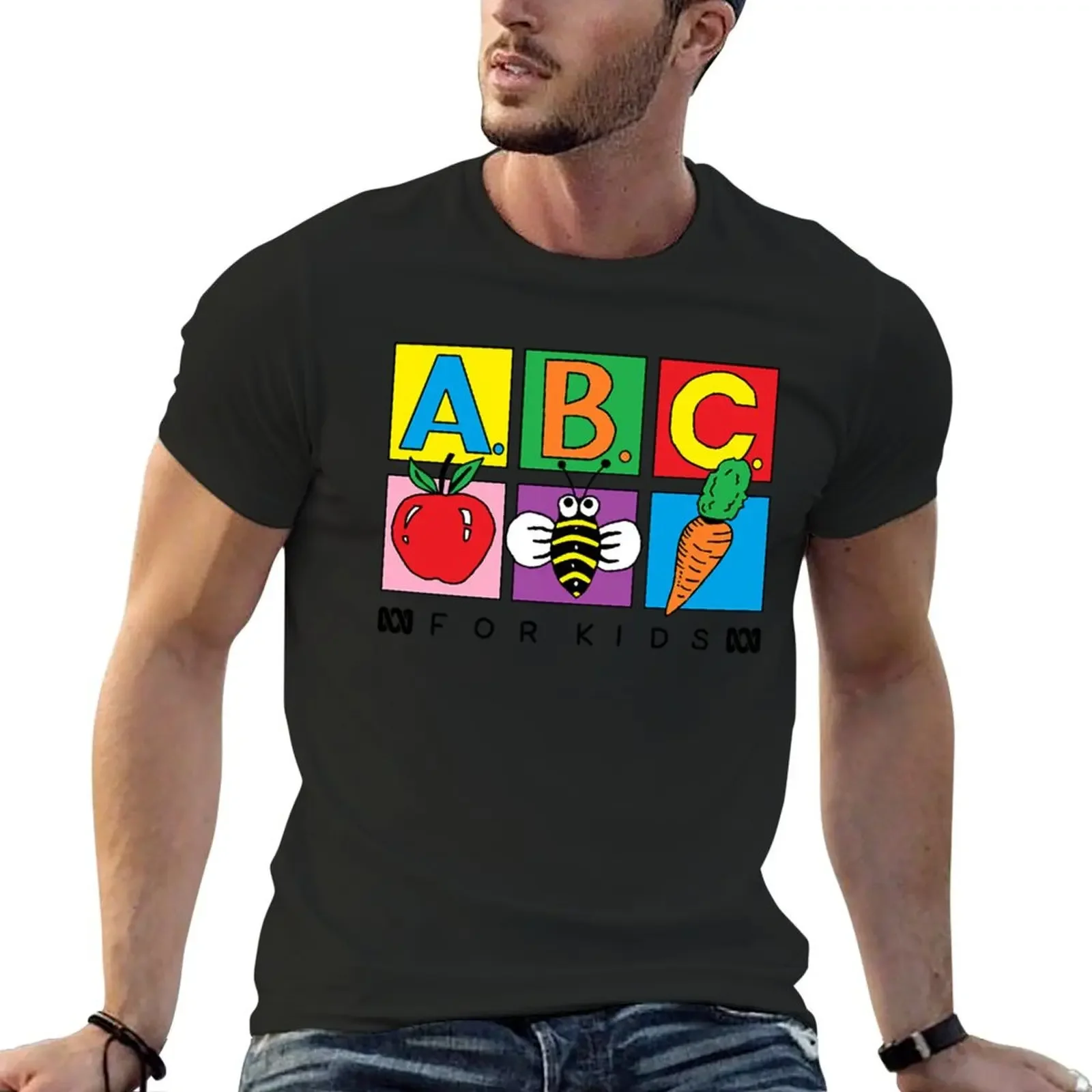 Футболка с логотипом ABC для детей черная футболка животным принтом мальчиков
