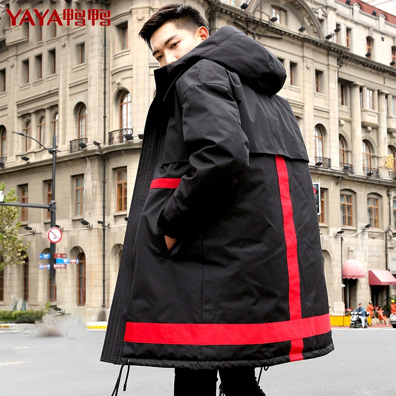 

YAYA 2022 New Winter Men's Down Jacket Warm European Pizex Loose Style Windbreak Waterproof Mid-length Straight Tube Coat