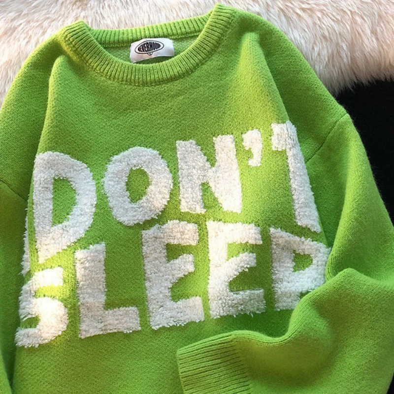 

Женский свитер с круглым вырезом, повседневный Свободный пуловер в американском стиле ретро, Осень-зима 2021