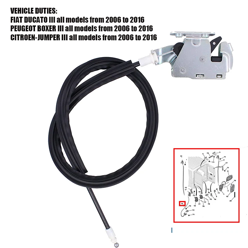 

Автомобильный задний, нижний, Левый дверной замок, соединительный кабель для Fiat Ducato, для Peugeot Boxer, для Citroen Relay 2006-ON 1345734080 1379732080