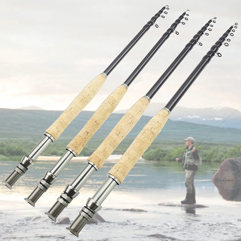 

2.1m 2.4m 2.7m Telescopic Fly Fishing Rod Portable Carbon Fast M Power Fly Trout Lure Fishing Tackle Rod Fishing Goods pesca