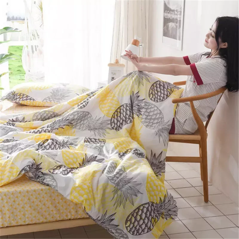 

52Big Pineapple Printing Cotton Summer Air Conditioner Cool Thin Quilt Washed Comfortable Home Textile Bedding Comforters Duvets