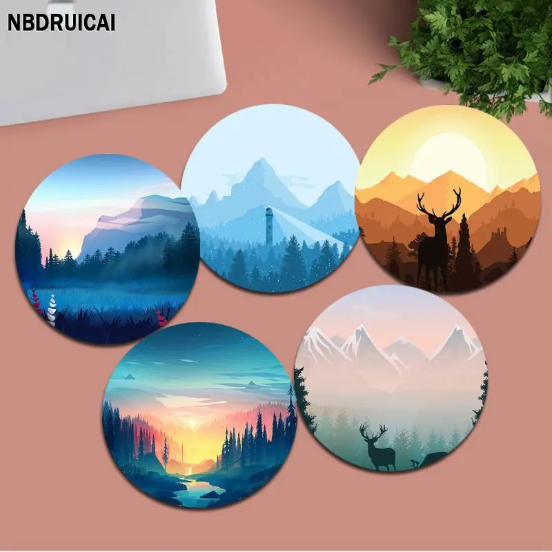

Deep Forest Firewatch DIY Round Office Computer Desk Mat Table Keyboard Big Mouse Pad Laptop Cushion Non-slip PC Gamer Mousemat