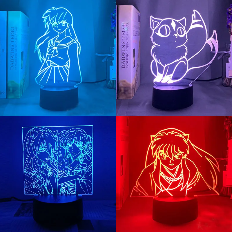 Inuyasha Sesshoumaru 3d led lamp for bedroom mange night lights anime action figure avatar room decor cute lover gift luces