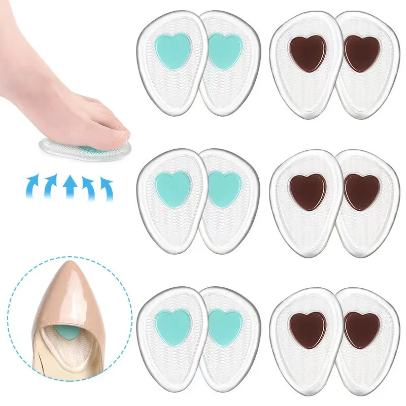 2 Pairs GEL Forefoot Half Size Insole Ladies Shoes on heels Soft Shock Absorbing Sports Wear-Resistant Soft Half Cushion