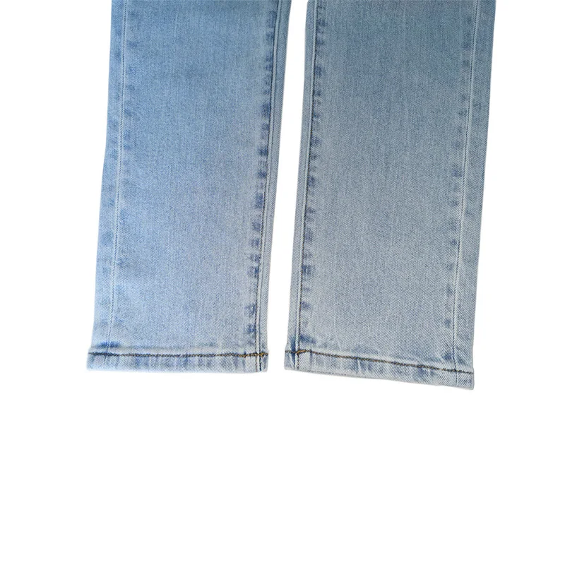 Mens Jeans Autumn Winter Fashion High Quality Washed Jeans Slim Stretch Light Blue Denim Pants Solid Color Full Length Trousers