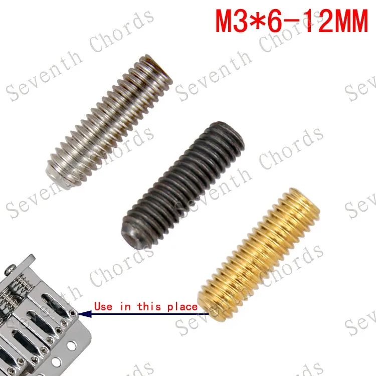 12 Pcs Electric Guitar Bass Bridge String Saddle Adjust Height Hex screws - Tremolo Bridge Hexagon Screw - M3*6mm-12mm