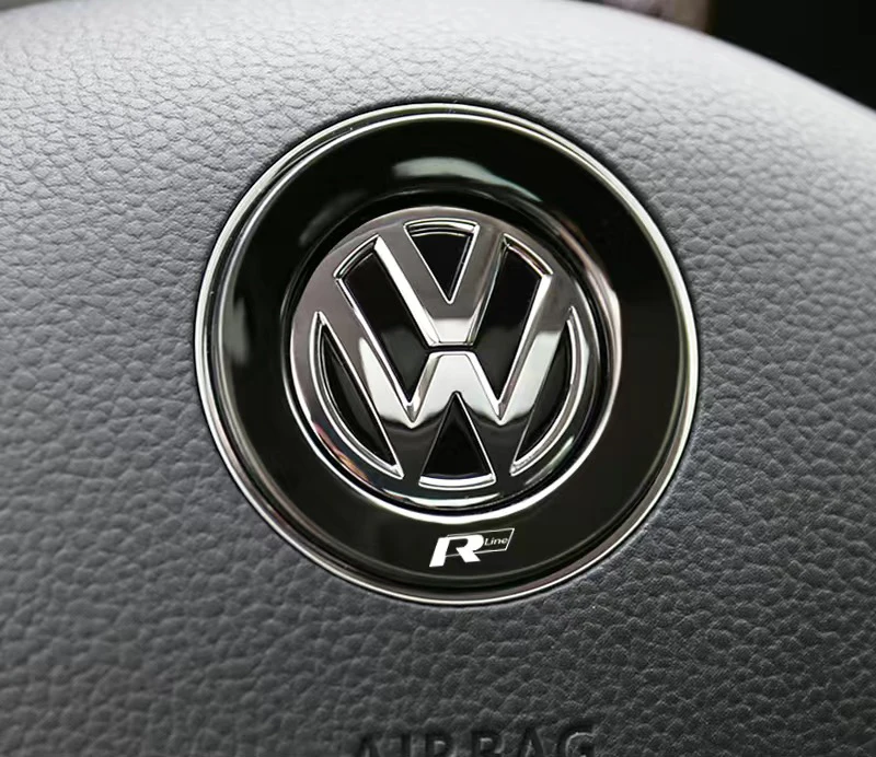 

1 шт., наклейки с эмблемой на руль автомобиля, аксессуары для Volkswagen VW R-line GTI R Polo Golf Touareg Passat Magotan Tiguan Jetta