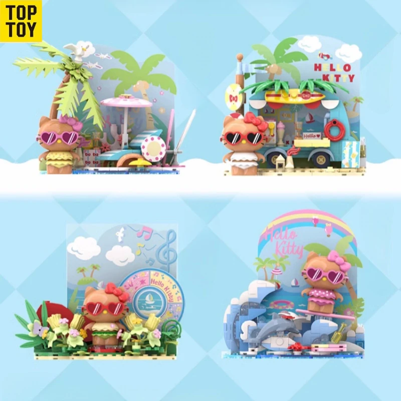 Новинка TOPTOY Sanrio Binhai праздничный Конструктор из черной кожи HELLO KITTY Детская сборка