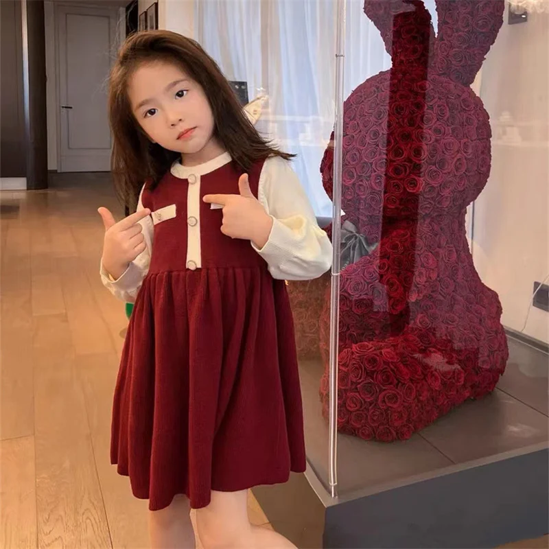 

2023 New Year Family Matching Clothes Winter Autumn Knit Sweater Father Son Mother Daughter Knit Dress Baby Girl Knit Dress