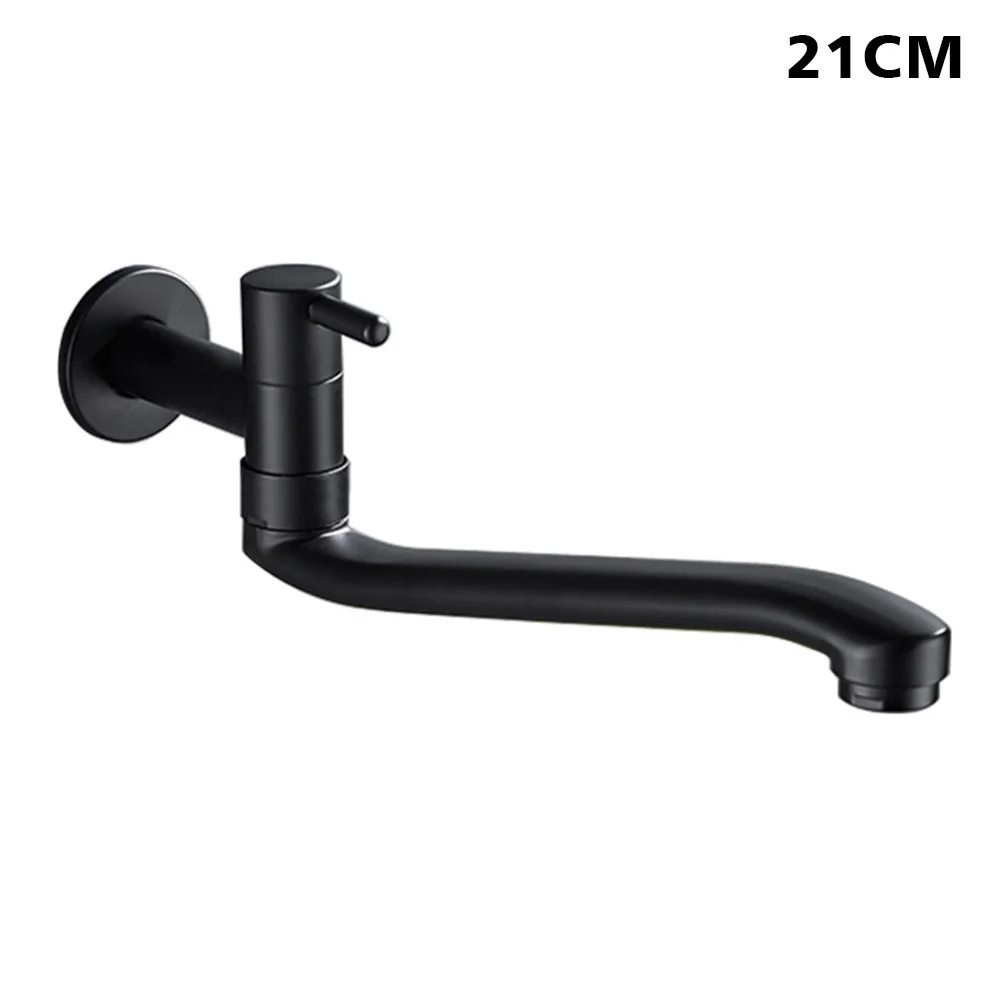 

G1/2 Home Single Cold Leakproof Black One Handle Lengthen Rotatable Mop Pool Kitchen Faucet Hotel Balcony Stainless Steel Modern