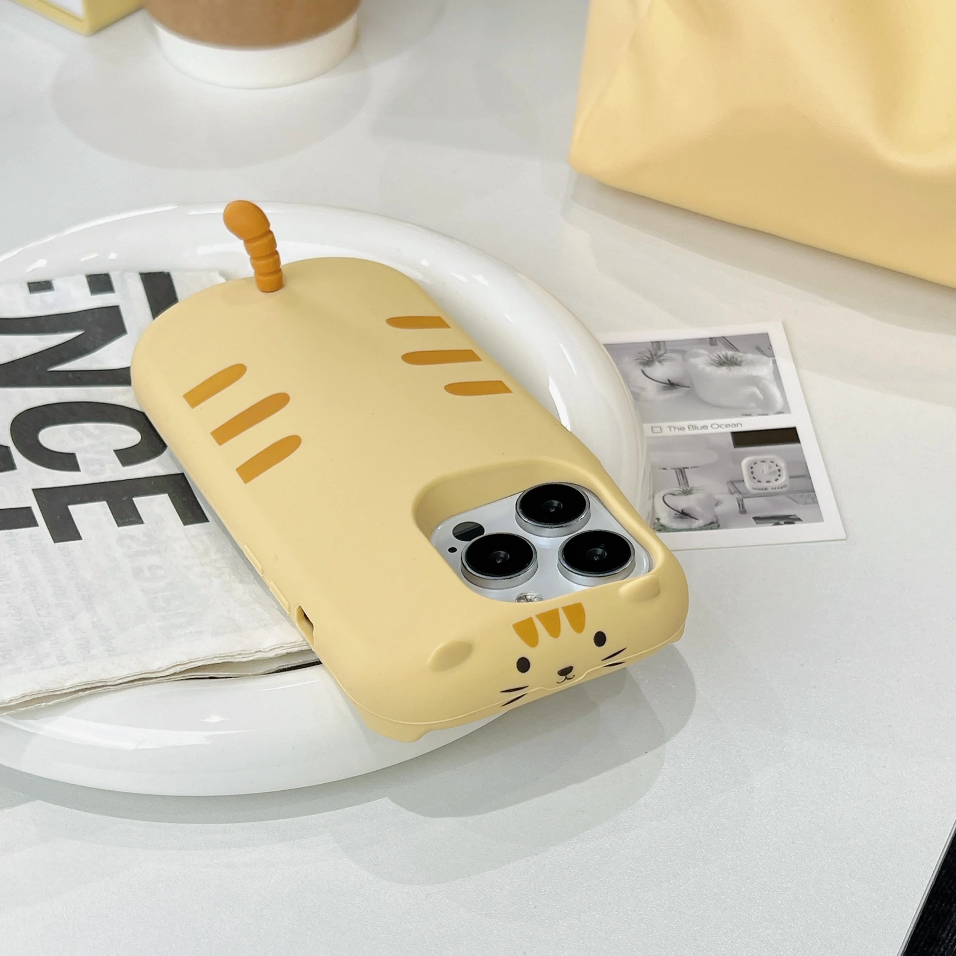 Чехол для телефона с 3D милым мультяшным котенком и котом iPhone 12 13 14 15 16 Pro Max мягкий